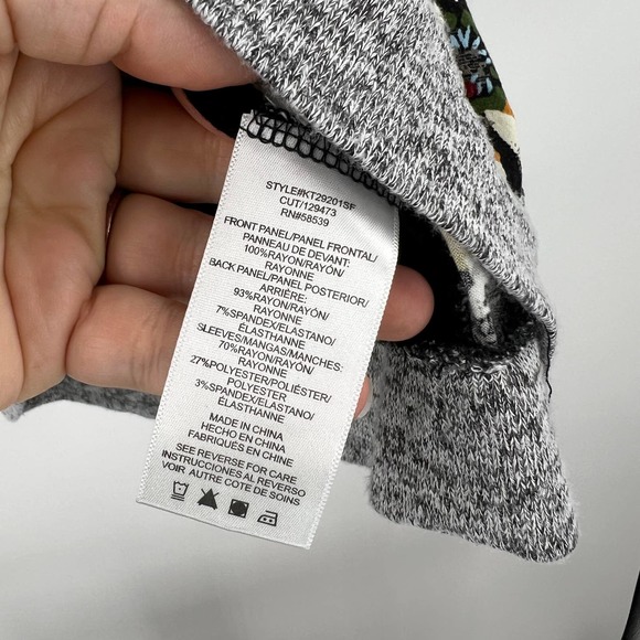 Kut From The Kloth Gray Black Floral Scoop Neckline Y2K Blouse Top Women's Large - Picture 7 of 7